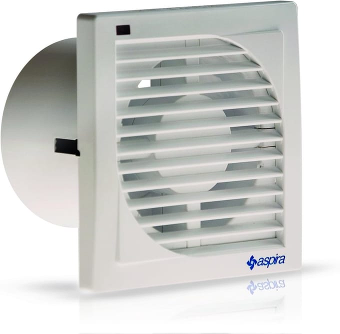 Spiraalventilator - Badkamerventilator - Lucht Afvoeren - Extra Vlak Ontwerp - 120 mm Diameter - Wit