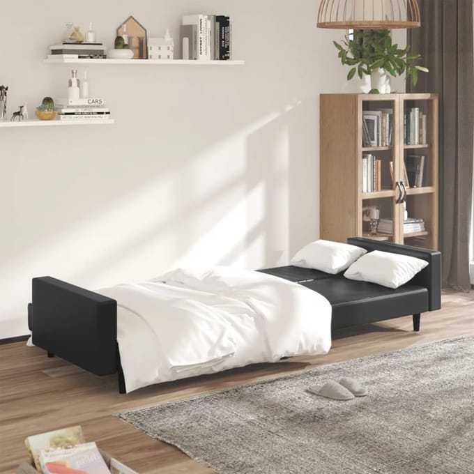 vidaXL - Slaapbank - 2-zits - kunstleer - zwart