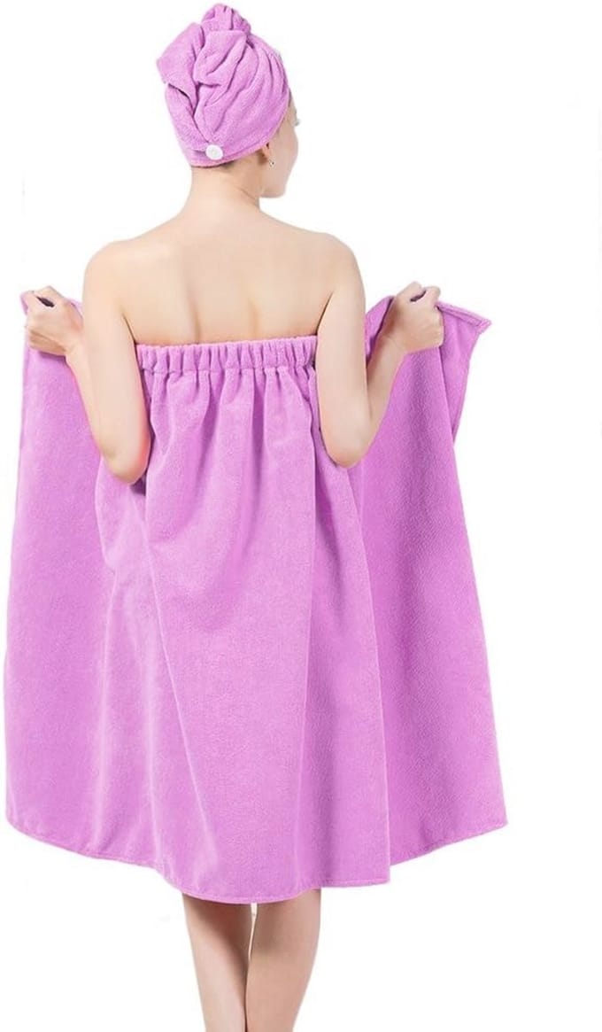 Sauna Kilt Handdoek Set - Verstelbare Microvezel Sarong voor Dames in Paars