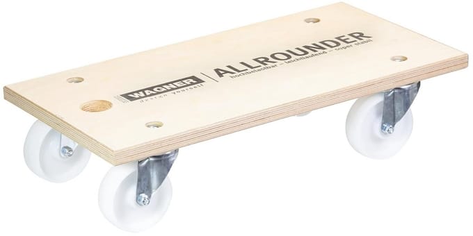 Stevige meubelroller bruin met harde wielen L59 x B30 x H14.5 cm