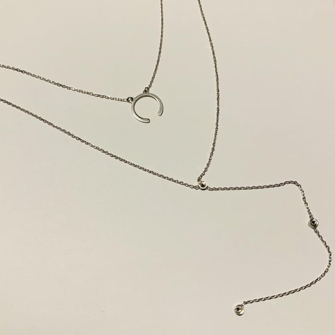 Zilveren dubbel collier (sterling silver)