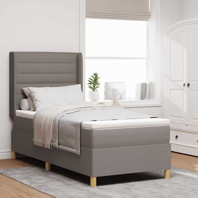 vidaXL - Boxspring - bed - met - hoofdeinde - Taupe - 100 - x - 200 - cm - Stof