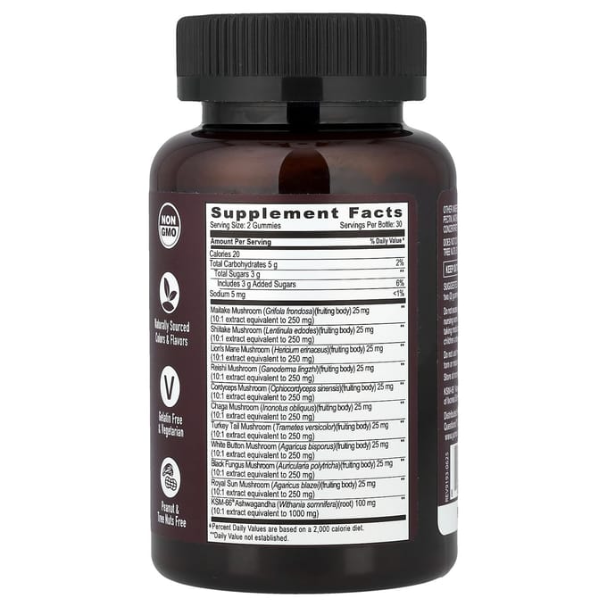 YumVs, Kracht Aarde™ Gummies, Paddenstoel & KSM-66® Ashwagandha, 60 Gummies