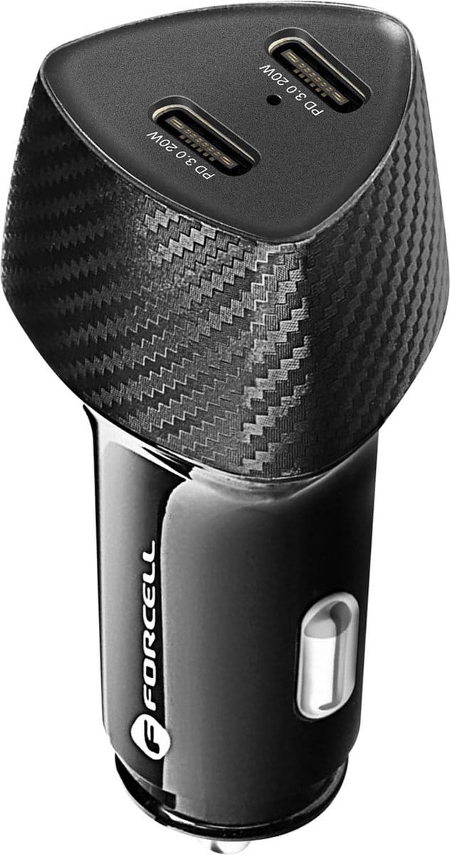 Forcell, Autolader Dual USB-C 40W Power Delivery, Carbon