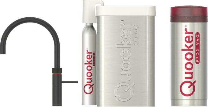Quooker Fusion Round Zwart met PRO3 Boiler + CUBE