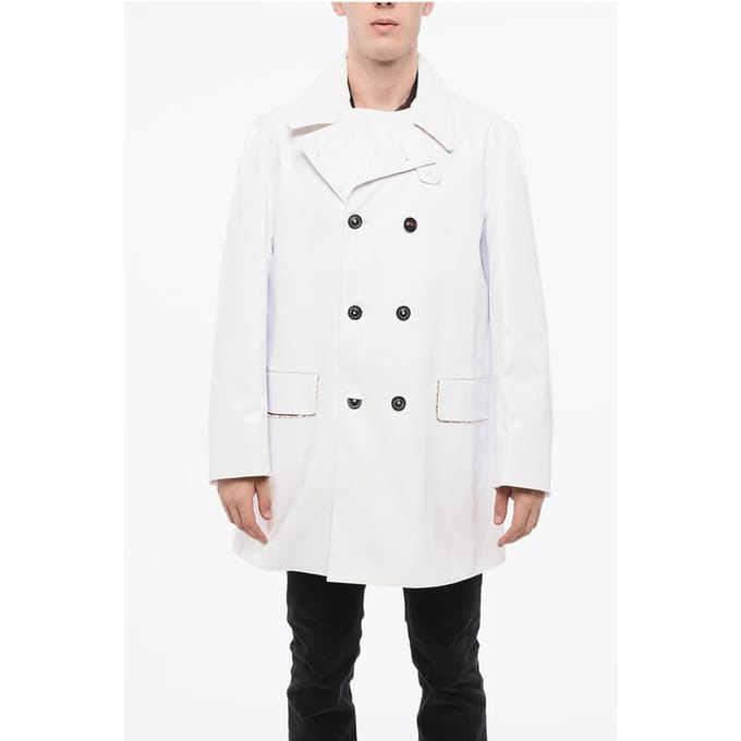 MM14 Waterdichte trenchcoat met fluwelen kraag in wit