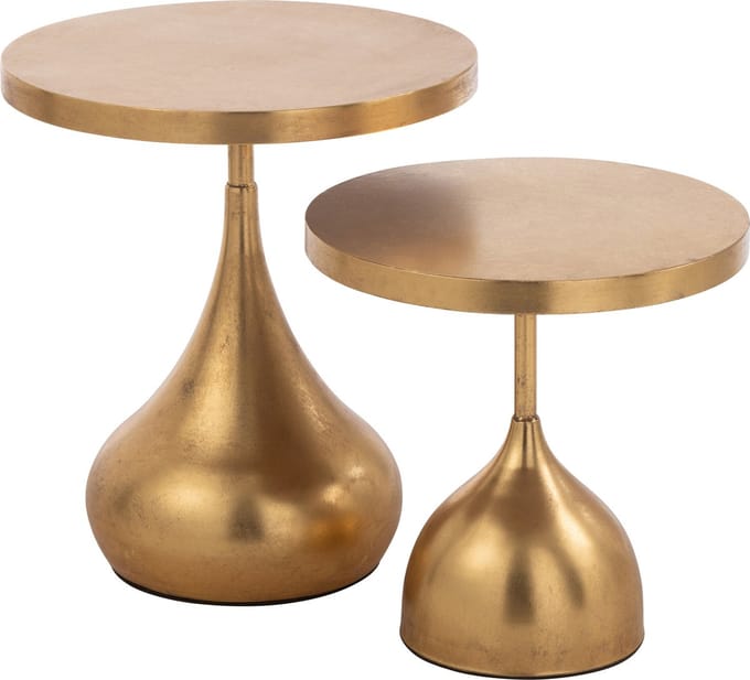 J-Line bijzettafel Druppel - metaal - goud - 2 stuks