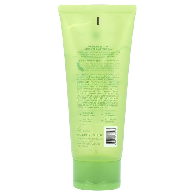 Nature Republic, Gel aqueux doux et hydratant à l'aloe vera, 8,45 fl oz (250 ml) green