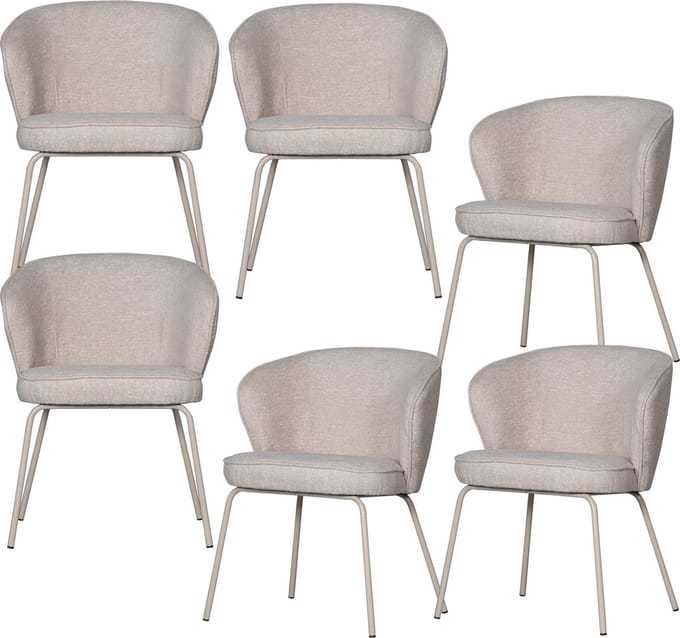 WOOOD Admit Eetkamerstoelen - Polyester - Pebble - Set van 6