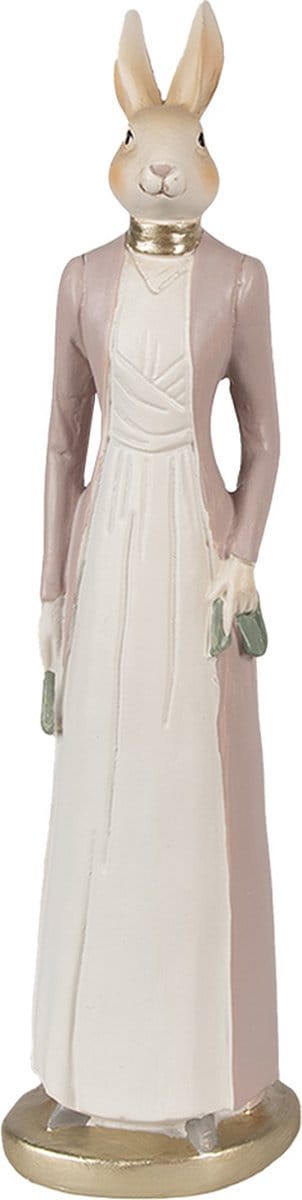 Clayre & Eef Beeld Konijn 28 cm Beige Roze Polyresin