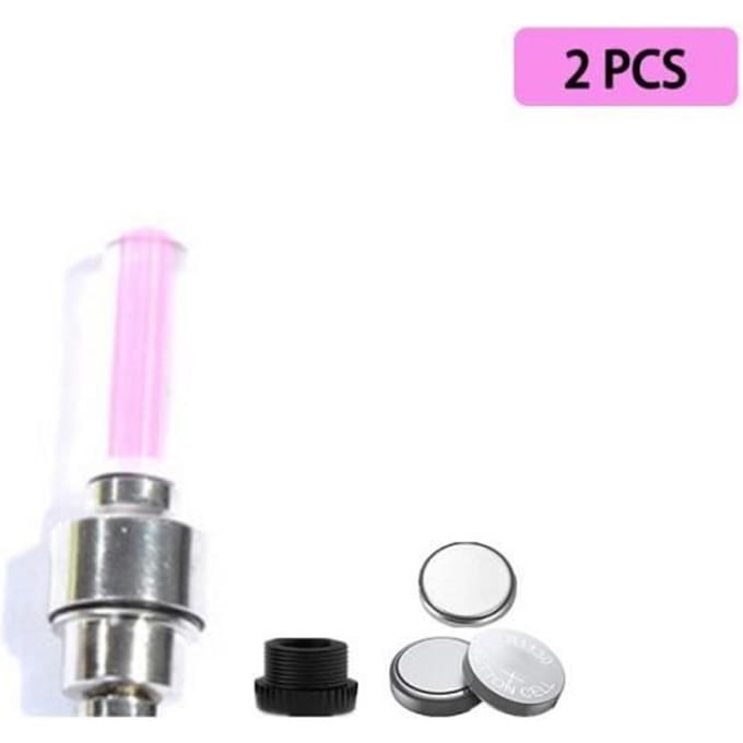 Accessoires de vélo - Rayons néon LED - 2pcs - Couleur rose - Bouchons de valve rose