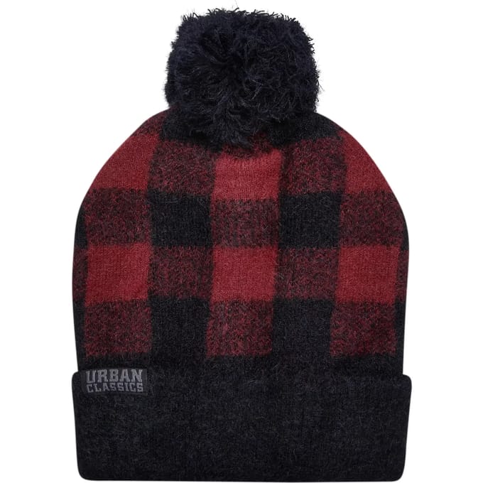 Urban Classics - Pom black/red one size Pompom Beanie muts - Rood/Zwart