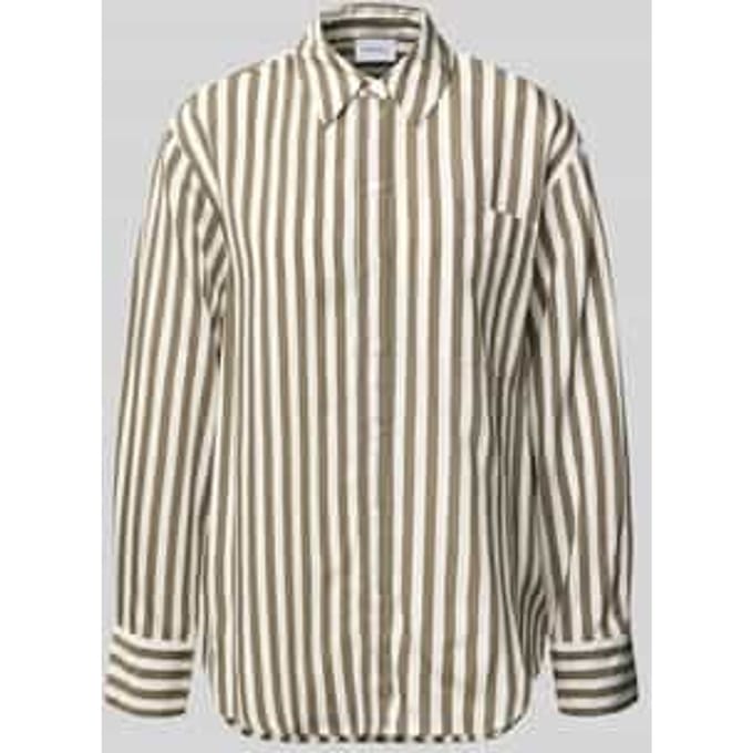 comma - female - Blouse met jacquardstreep van viscosemix in een relaxte pasvorm