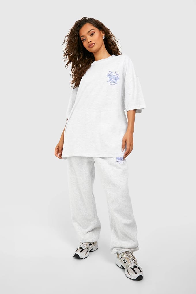 Dames Dsgn Studio Sports Bubble Slogan Oversized T-shirt | Asgrijs | Maat: Medium