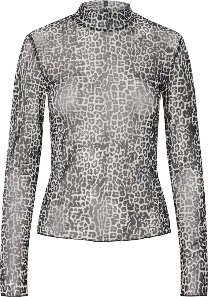 Pieces T-shirt Pcjeshi Ls High Neck Top Jrs Bc 17159223 Rabbit/leopard Dames Maat - S