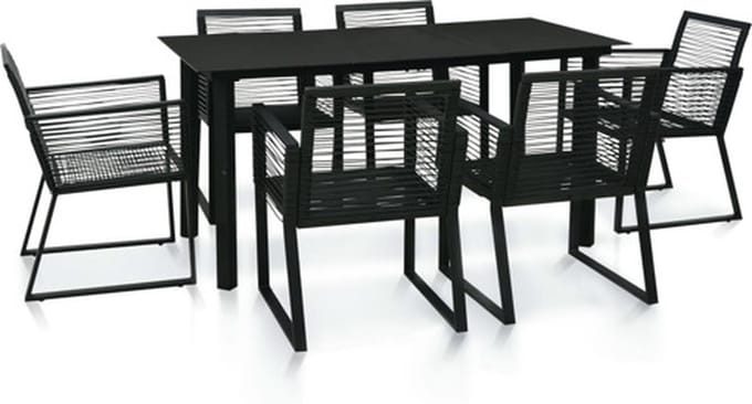 vidaXL - 7-delige - Tuinset - PVC-rattan - zwart