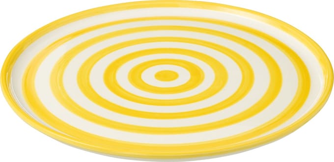 J-Line bord Granada Stripes - keramiek - wit/geel