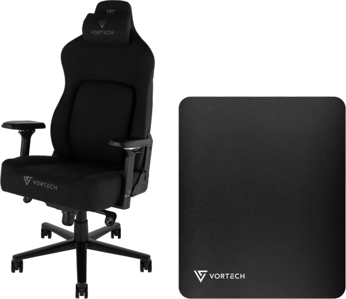Vortech Prestige Gamestoel Zwart + Vortech Vloermat Zwart