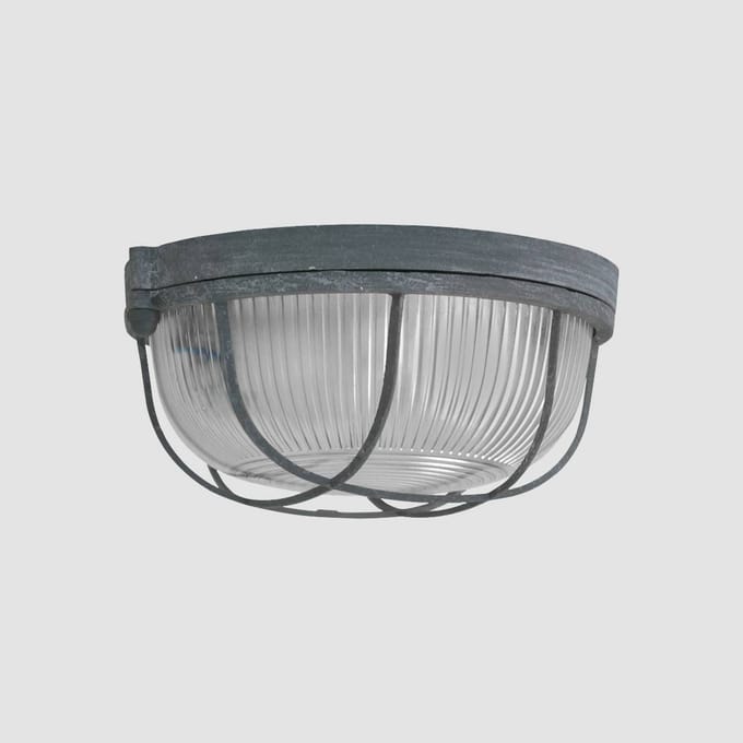 Plafondlamp Lisanne 1342GR Grijs - Dimbaar, E27 fitting, Metaal, Glas - Mexlite - Industrieel Ontwerp (Diameter 17cm, Hoogte 8cm)