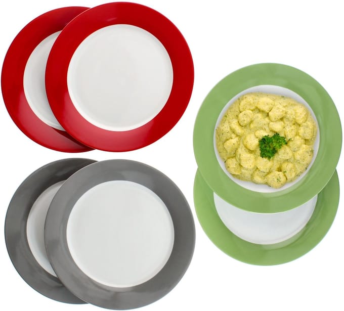 MamboCat Set van 6 Variant dinerborden TRIO - 2x elk rood, grijs & groen