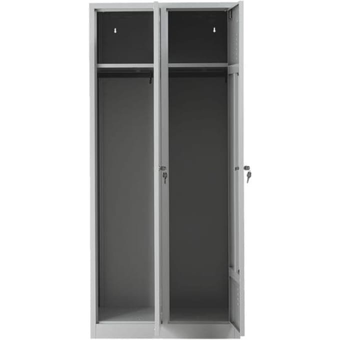 Kledinglocker, 2 deuren, B 800 x H 1800 mm cilinderslot, lichtgrijs