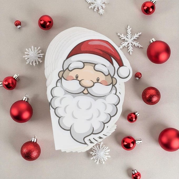 Set van 12 papieren kerstservetten in kerstman hoofd design – wegwerpbaar
