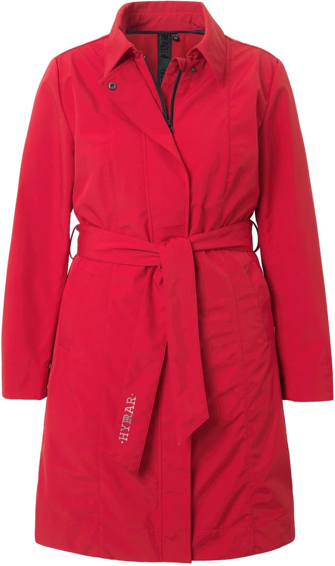 Ulla Popken - Dames - HYPRAR softshell trenchcoat waterafstotend riem - Salsa - Maat 58+