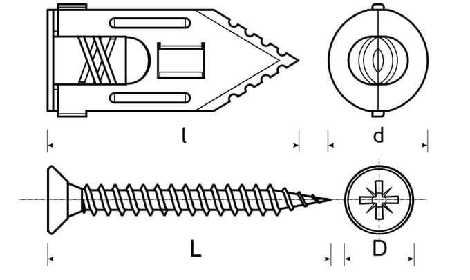 Rawlplug R-GPB-PLUS - Staalplug - 100 stuks - Gemakkelijk te monteren - Voor gipsplaat