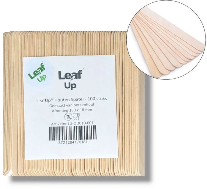 LeafUp® Houten hars en wax spatels - Tongspatels - 100 stuks - 150 x 18 mm (B2)