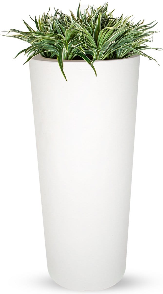 Kunstplanten siergras bont in bloempot Tony wit H110 cm