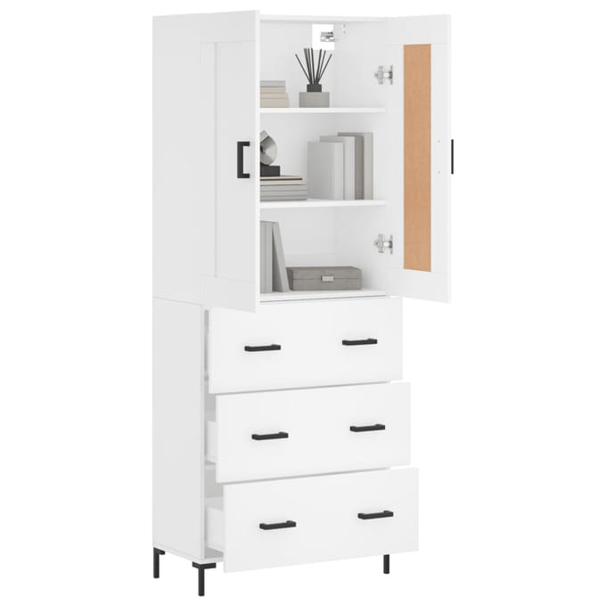 vidaXL - Hoge - kast - 69,5x34x180 - cm - bewerkt - hout - wit