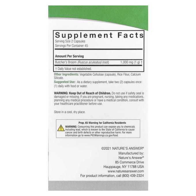 Nature'S Answer, Bladgroenten, 1.000Mg, 90 Vegetarische Capsules (500 mg per capsule)