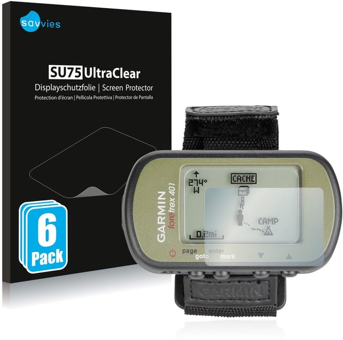 Savvies - Screenprotector voor Garmin Foretrex 401 - Folie Beschermfolie transparant 6 Stuks