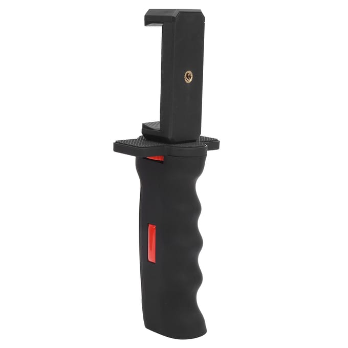Camera Plastic Handheld Grip Stabilisator Handvat Mount Standaard met Mobiele Telefoon Klem black