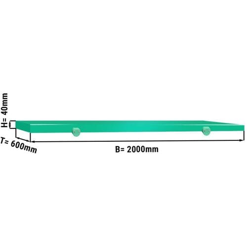 GGM Gastro Snijplaat voor werktafel - 2000x600mm - Dikte: 40mm - HACCP-conform - HDPE 500 - Groen - Antislipvoetjes - Vaatwasmachinebestendig groen