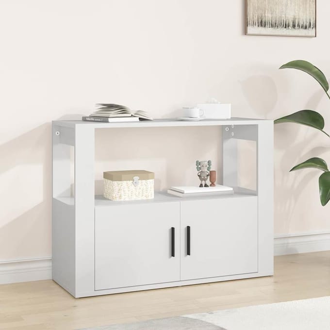 vidaXL - Dressoir - 80x30x60 - cm - bewerkt - hout - wit