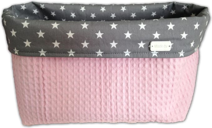 Commodemandje Roze grijs witte sterren groot