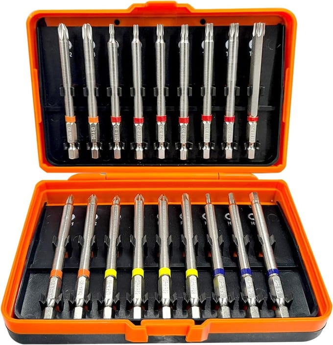 18 Stuks 90 mm CrV lange schroevendraaierbitset met zeskantschacht