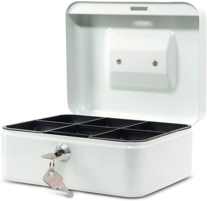 Geldcassette van staal met slot, 20 x 17 x 9 cm – Ideaal als spaarbox, geldcompartiment en kas