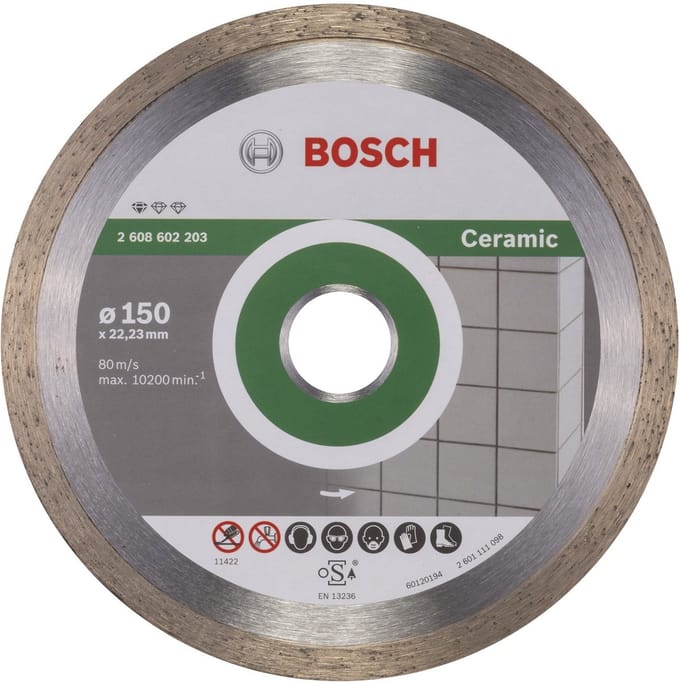 Bosch Accessories 2608602203 Bosch Power Tools Diamanten doorslijpschijf Diameter 150 mm Boordiameter 22.23 mm Keramiek, Porseleinaardewerk,...