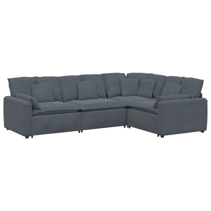 vidaXL - Modulaire - bank - met - kussens - fluweel - donkergrijs