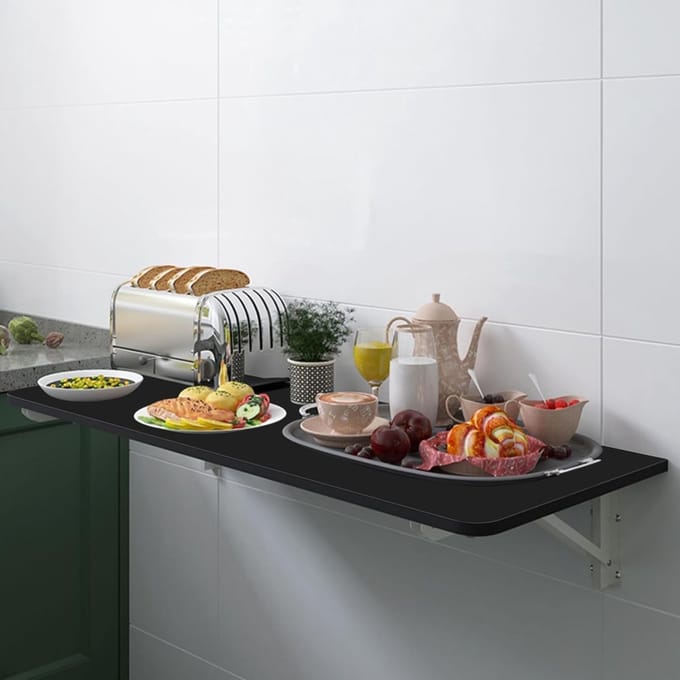 RFWR® Inklapbare wandtafel van massief hout - Ruimtebesparende opklapbare keukentafel