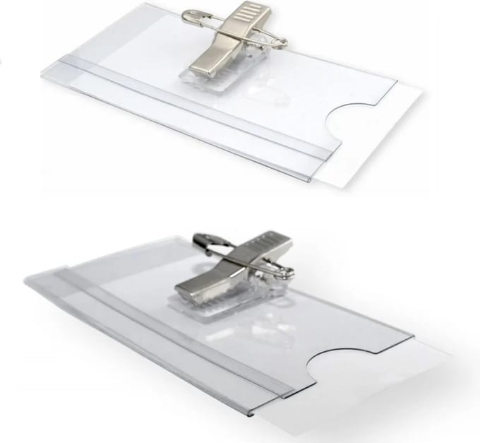 CombiCraft Vergaderbadges van acetaat met clipsluiting en speld 75x40mm - per 10 stuks