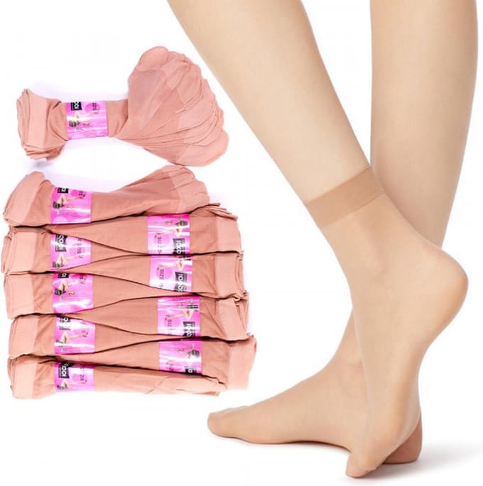 Korte pantykousen - Bruingrijs - Maat 35/42 - 10 Paar