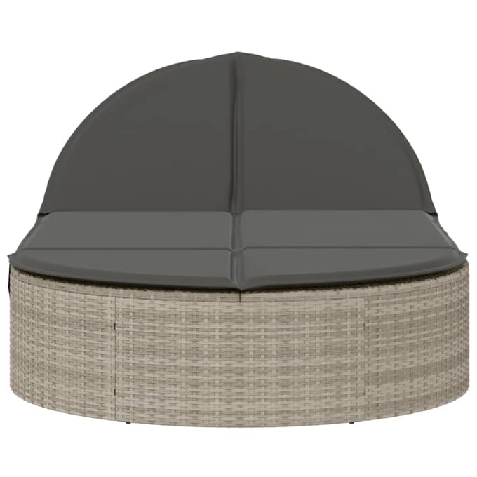 vidaXL - Ligbed - 2-persoons - met - kussens - poly - rattan - lichtgrijs