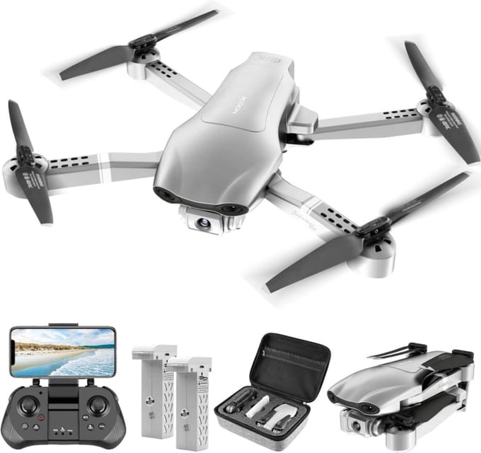 LUXWALLET Nocchi 4D Pro - 30 KM/h - 230 Gram - 5Ghz WiFI GPS Drone (500meter) - Camera - Live Video + 2 Accu + Opbergcase
