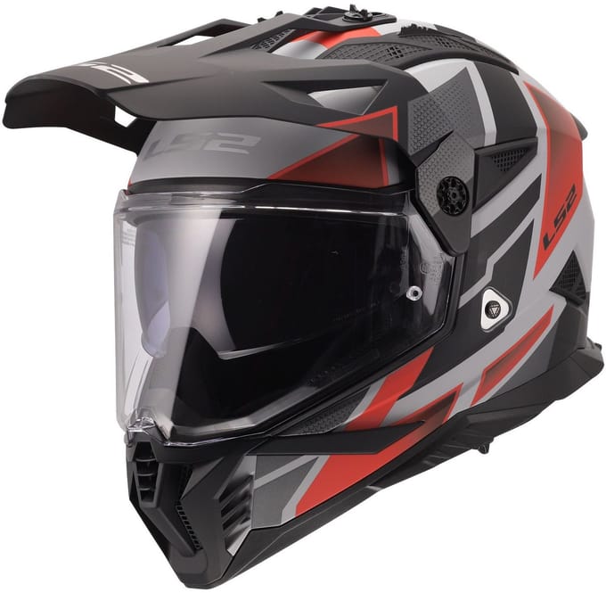 LS2 Helm Pioneer II Block MX702 grijs / rood maat 3XL