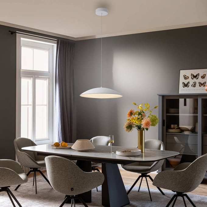 Schöner Wohnen LED hanglamp LENTE, wit, Ø 50 cm, metaal, Switchdim