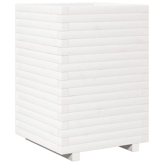 vidaXL - Plantenbak - 50x50x72 - cm - massief - grenenhout - wit