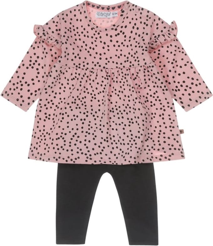Dirkje-Girls 2 pce babysuit ls-Dusty Pink - Maat 80
